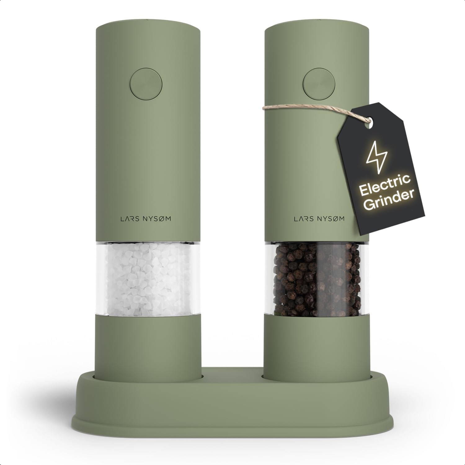 LARS NYSØM Electric Salt and Pepper Grinder Set I Automatic Salt and Pepper Mills