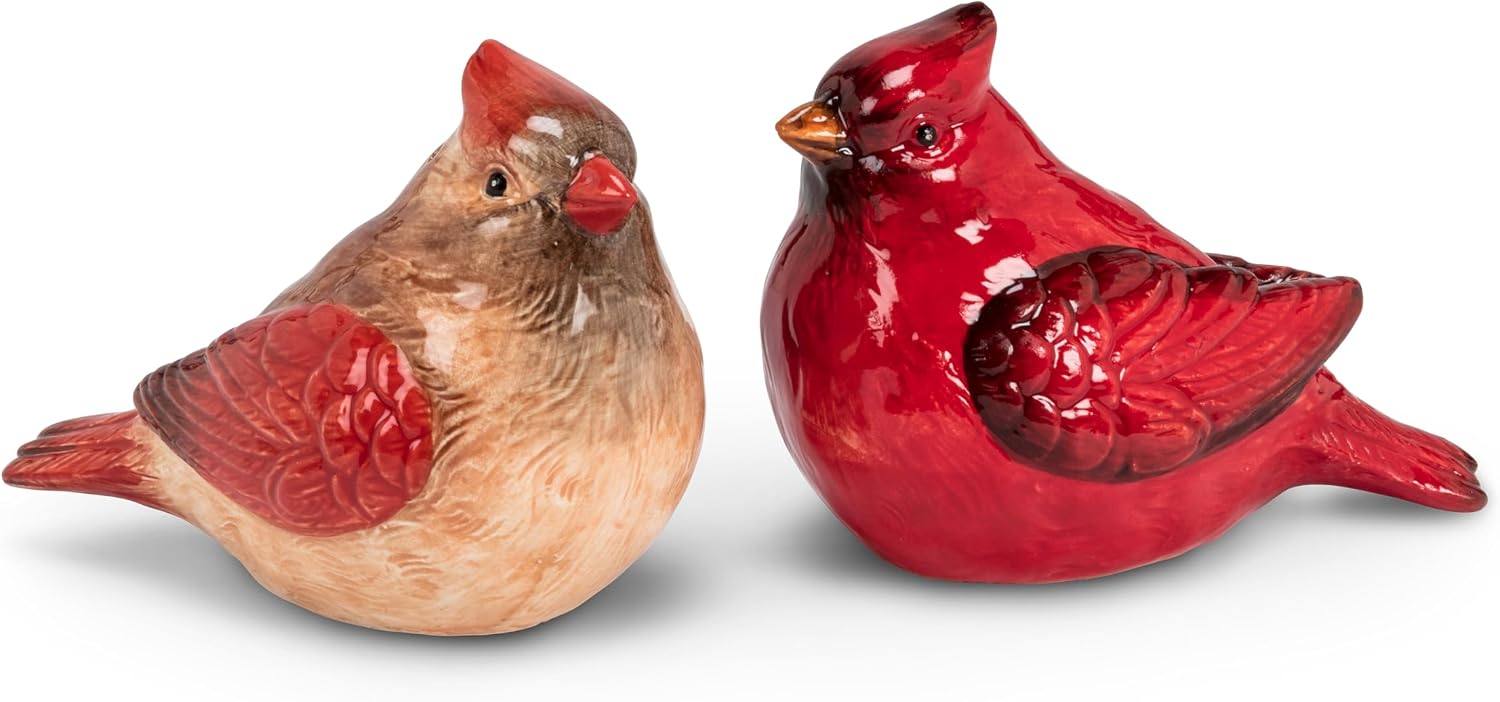 Abbott Collection Cardinal Salt & Pepper Shaker Set – Ceramic, Red