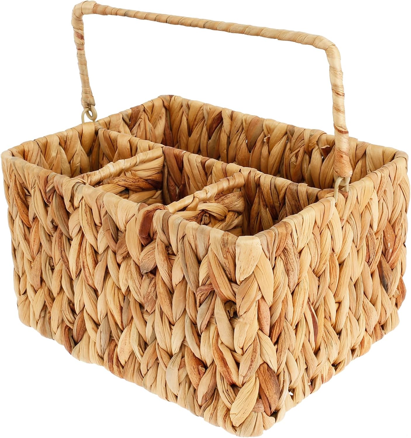 Wicker Utensil Caddy with 4 Compartments