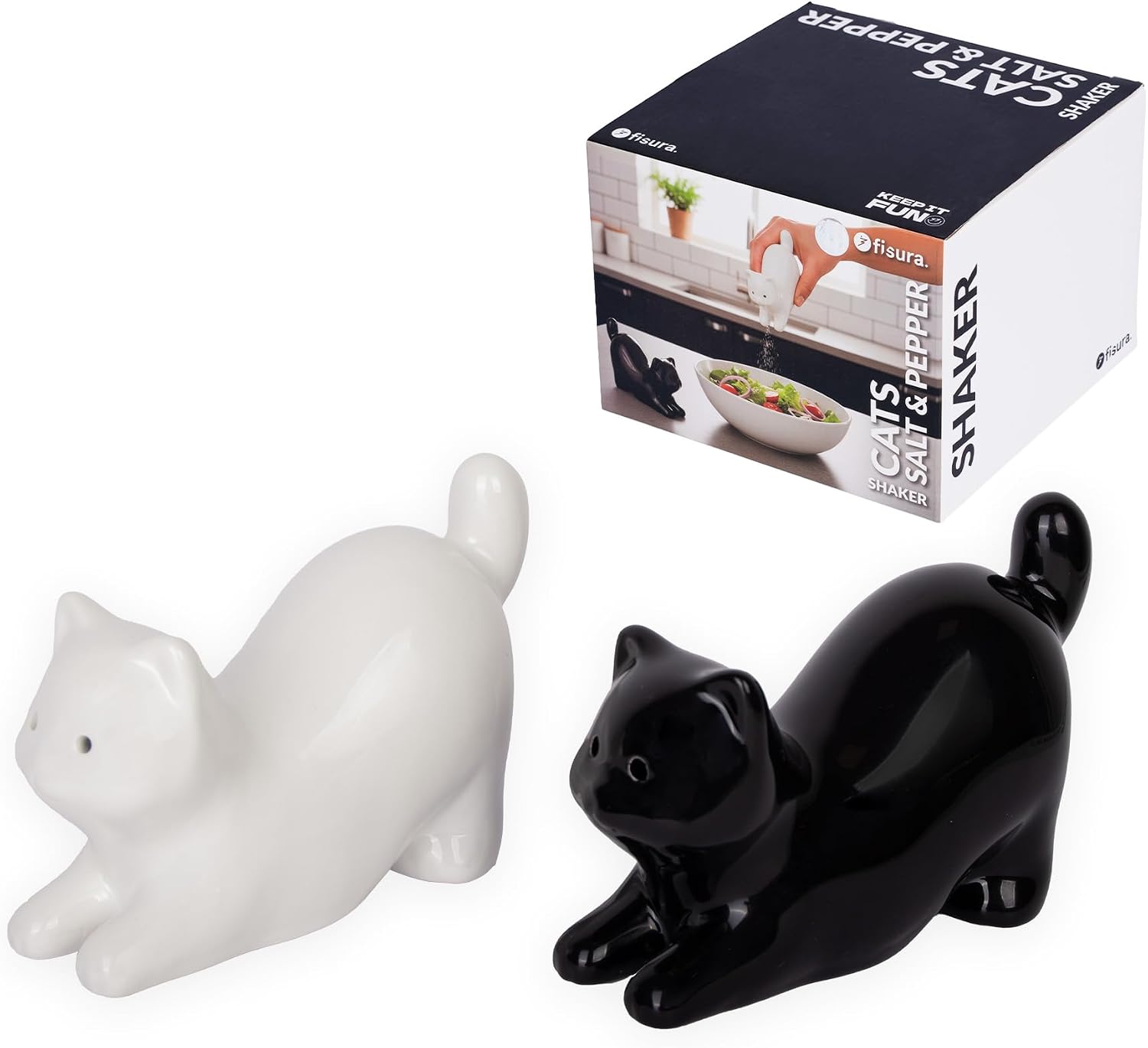 Black & White Cat Salt and Pepper Shakers