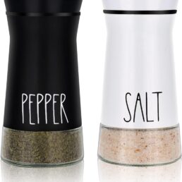 Salt and Pepper Shaker Set with Adjustable Pour Holes