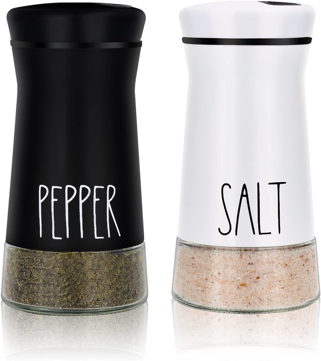 Salt and Pepper Shaker Set with Adjustable Pour Holes
