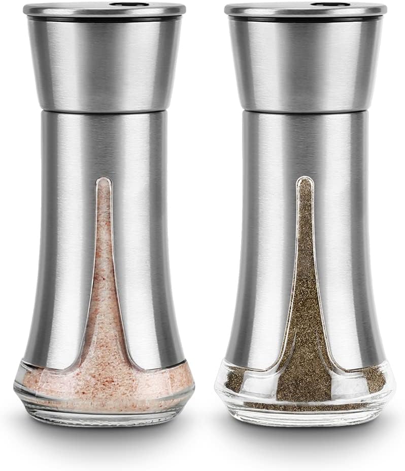 Salt and Pepper Shakers Set by Aelga – Salt Shaker with Adjustable Pour Holes