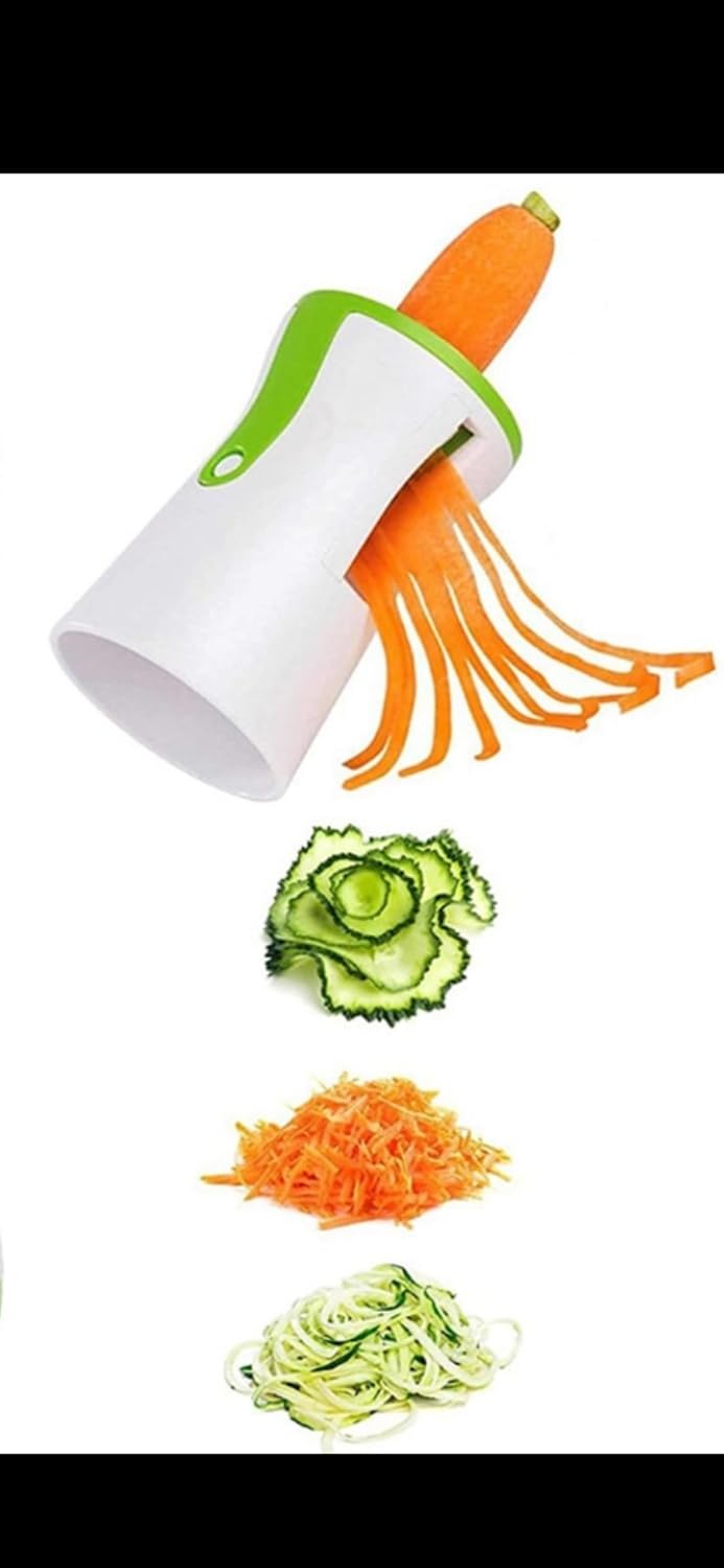 Spiralizer Handheld Vegetable Spiral Slicer, Manual Spiralizer Cutter with Steel Blade