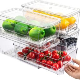 Imncya 4 Pack Fridge Organizer Drawers Bins