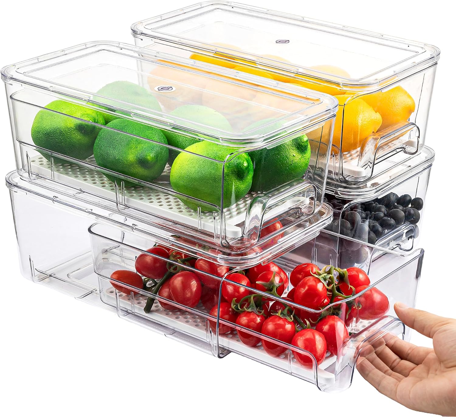 Imncya 4 Pack Fridge Organizer Drawers Bins