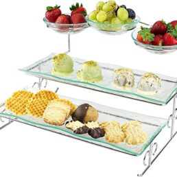 3 tier serving stand with trays & bowls