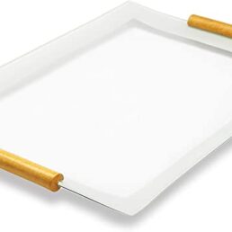 White Grey Rectangular Glass Tray
