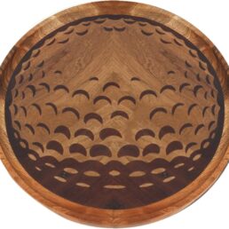 IHI Est. 1986 Golf Ball 13 Inch Diameter Woodgrain Brown Acacia Wood Cutting Board