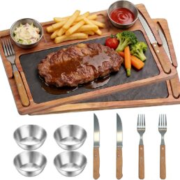 2 Pack Acacia Wood Slate Steak Charcuterie Board