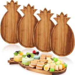 Geetery 4 Pack Pineapple Shaped Serving Trays Wooden Charcuterie Boards