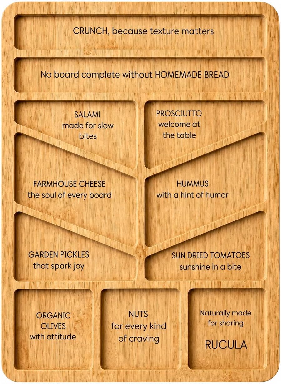 Wooden Charcuterie Board with Engraved Labels