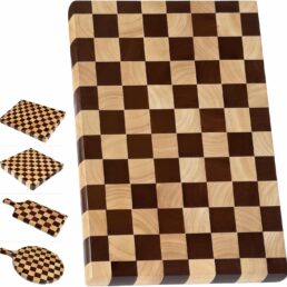 Checkered Wooden Cutting Board for Kitchen