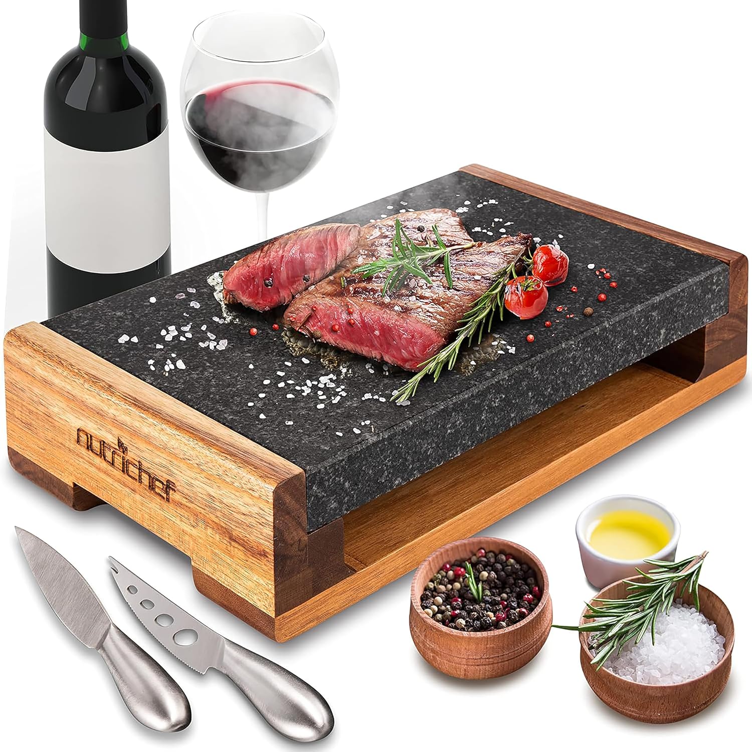 Nutrichef Hot Stone Steak Serving Set