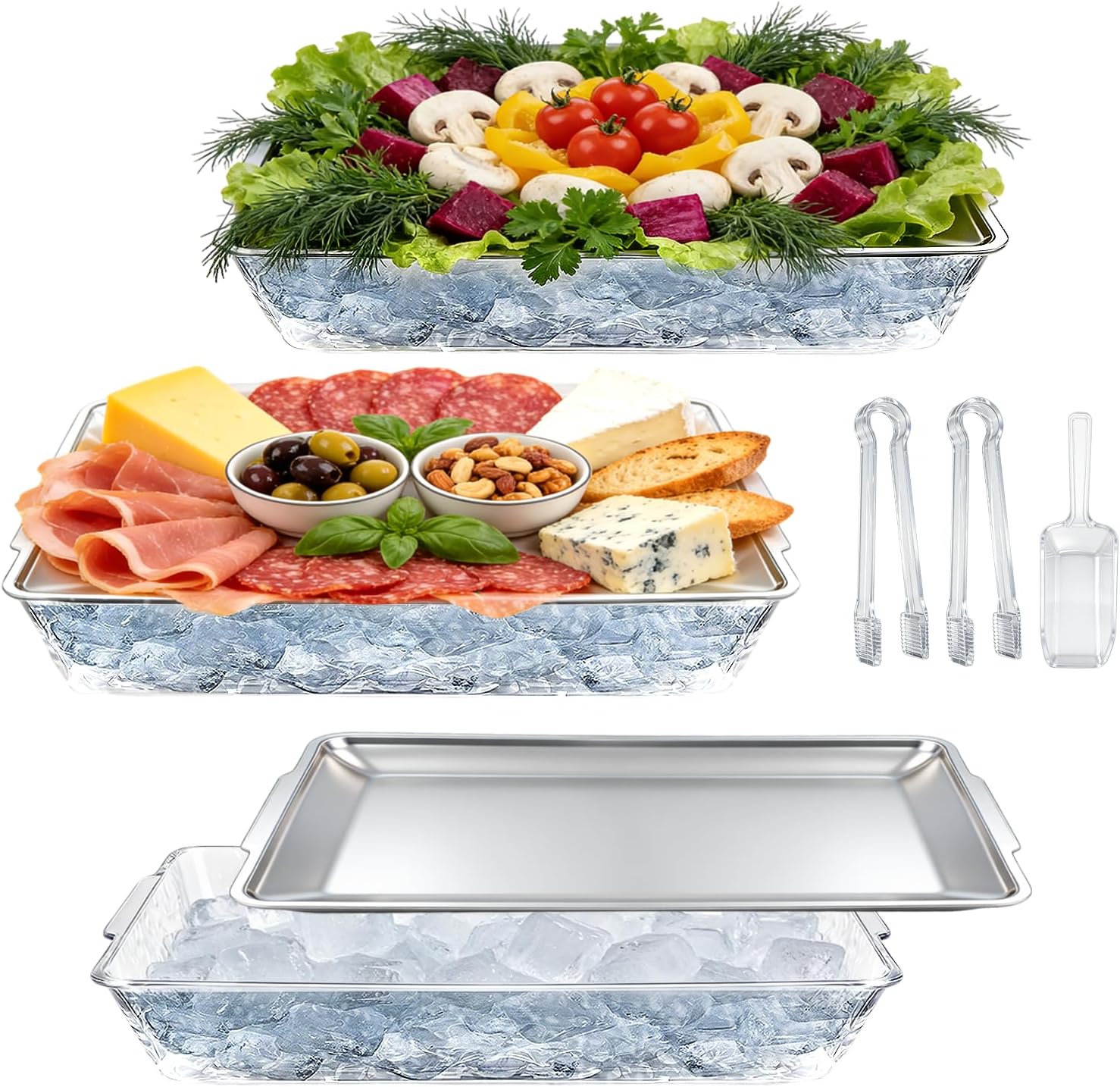 3 Pcs 16″ x 9.45” Chilled Serving Tray