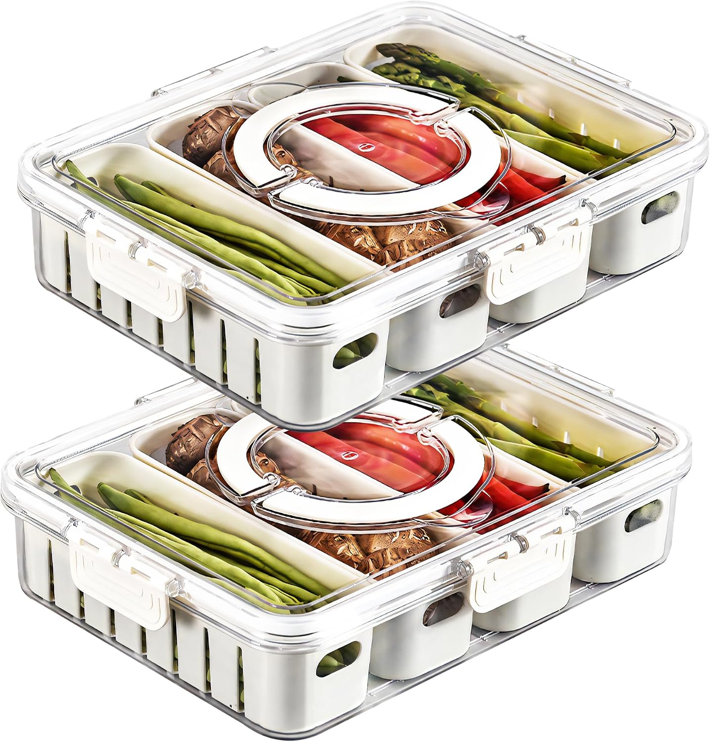 2Pack Divided Veggie Tray with Lid