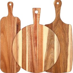Uiifan 3 Pcs Acacia Wood Cutting Boards with Handle Assorted Size
