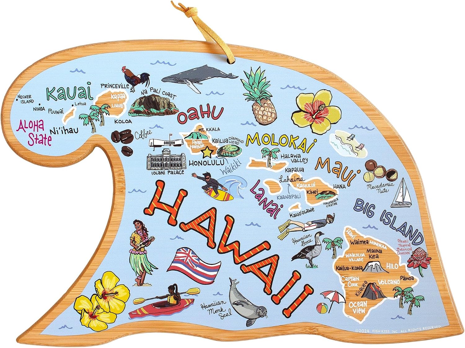 Totally Bamboo Hawaii State Shaped Cutting Board