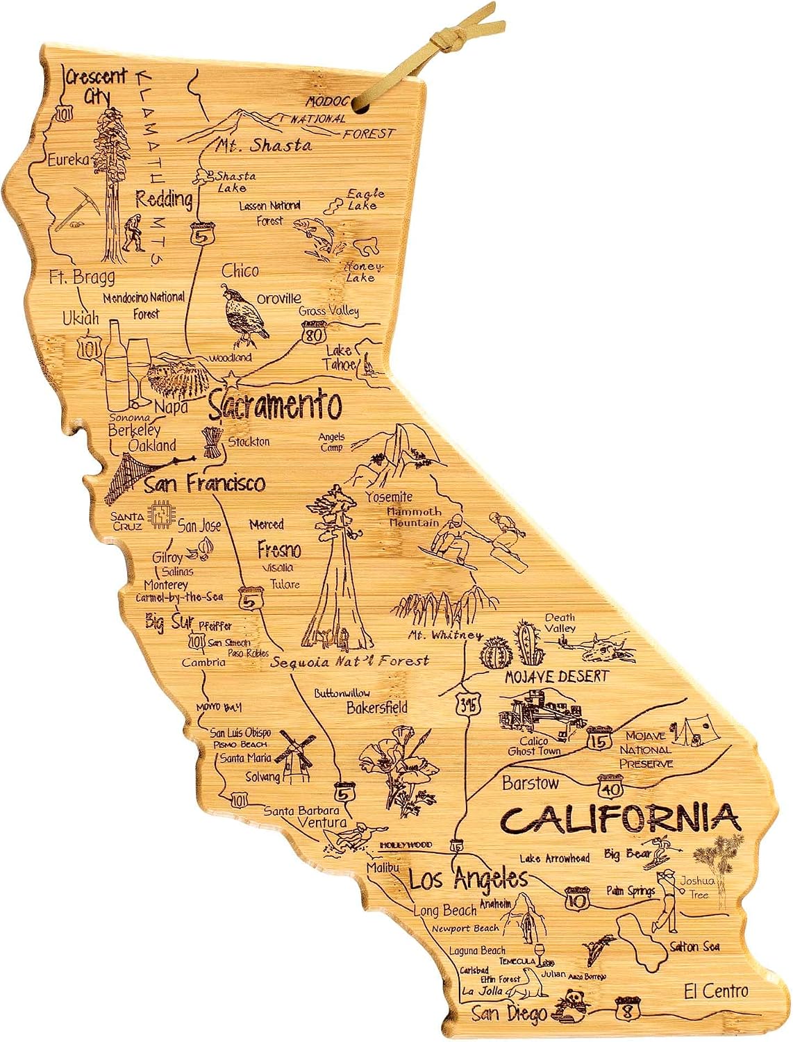Totally Bamboo Destination California State Cutting Board