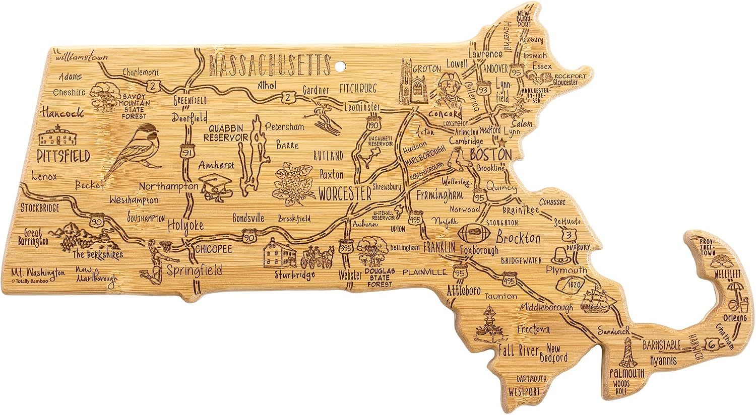 Totally Bamboo Massachusetts State Cutting Board