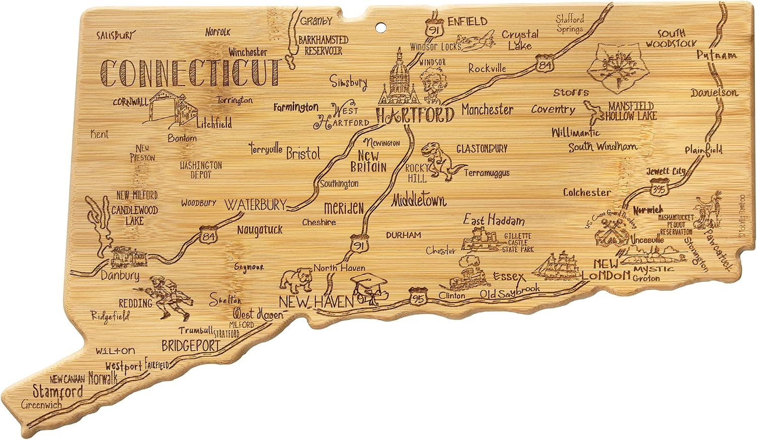 Totally Bamboo Connecticut State Cutting Board