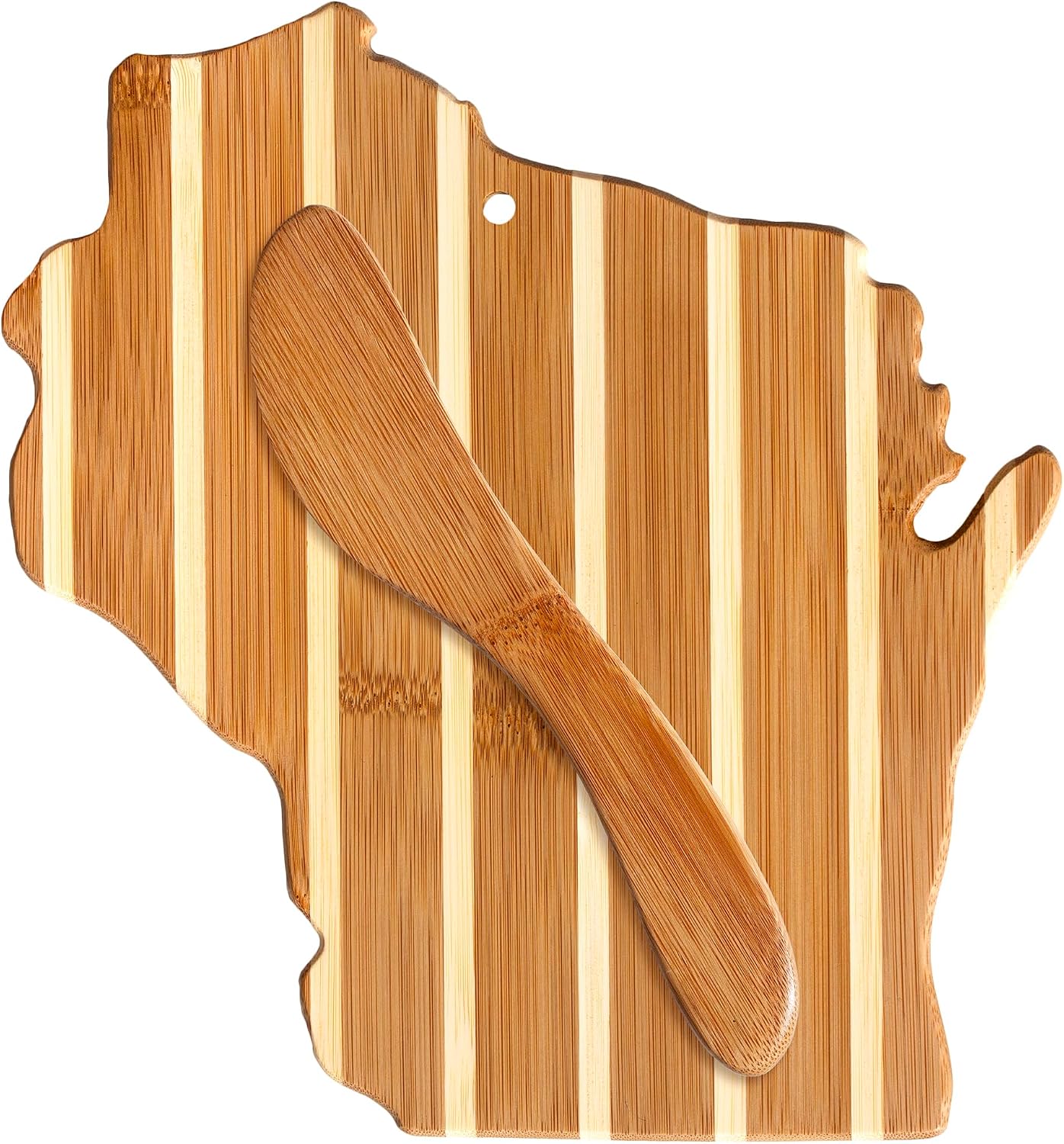 Totally Bamboo State Shaped Charcuterie Board with Spreader Knife Gift Set (Wisconsin)