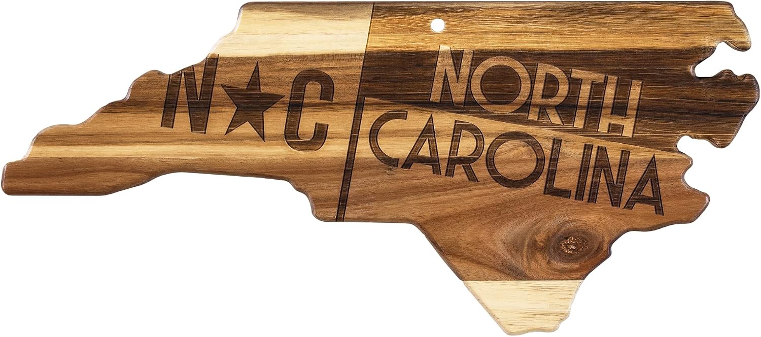 Totally Bamboo Rock & Branch Origins Series North Carolina State Shaped Cutting Board
