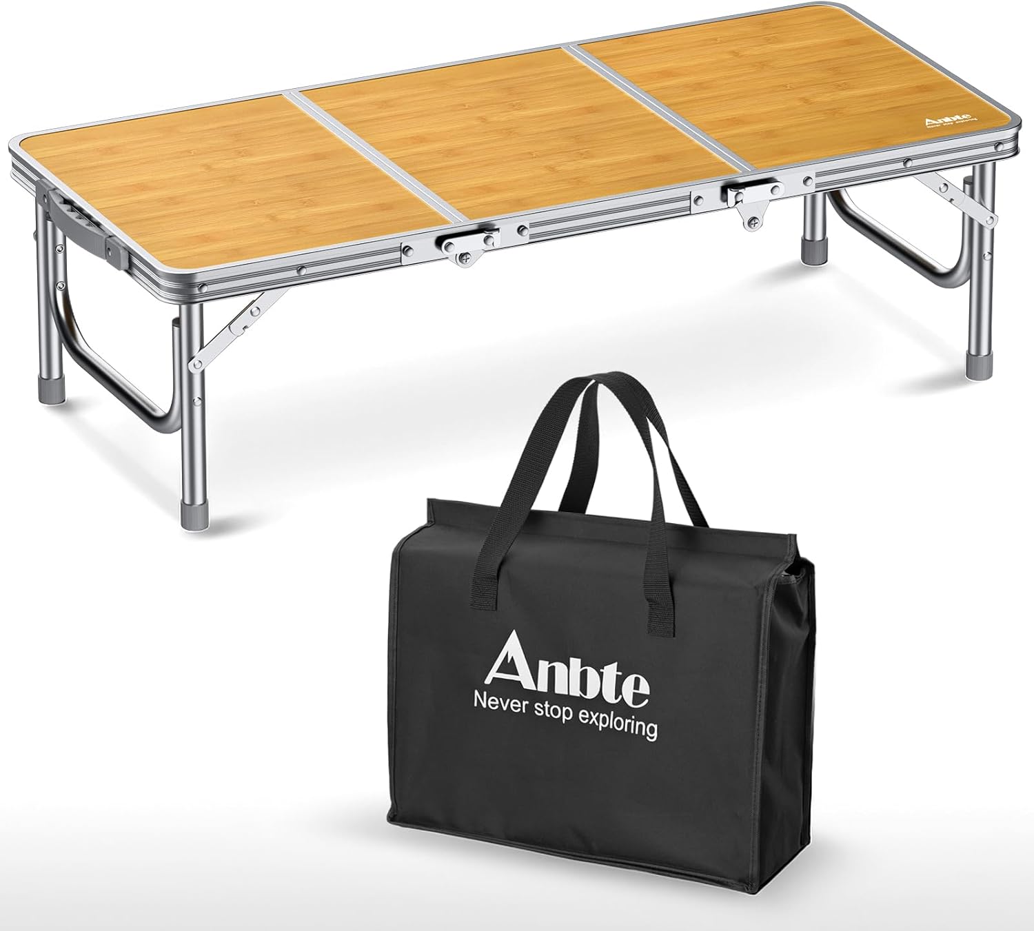 Anbte 3ft Low Folding Picnic Table, Lightweight, 34.2″x15.7″x10.3″, Yellow