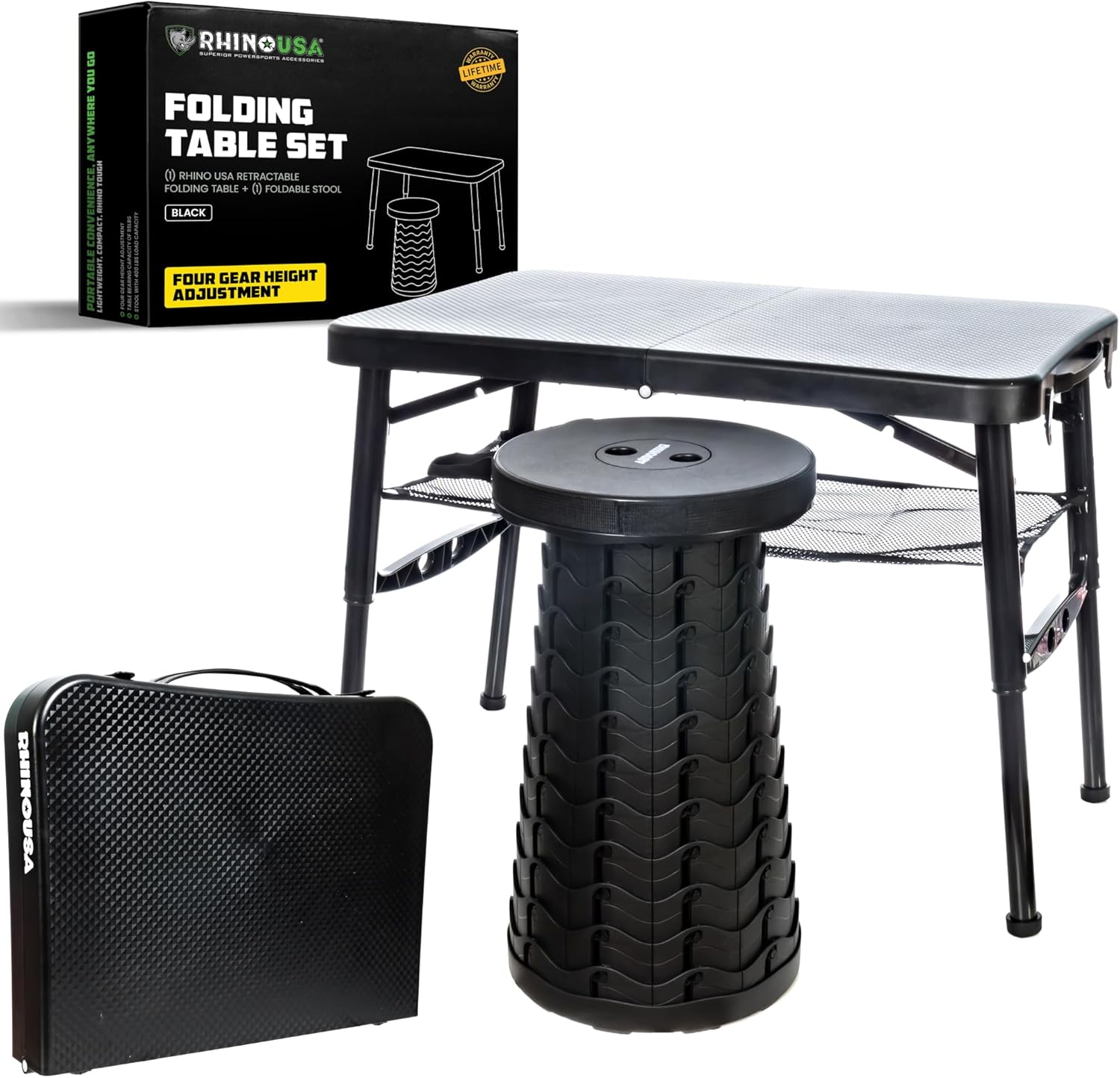 Rhino USA Folding Camping Table and Stool Set