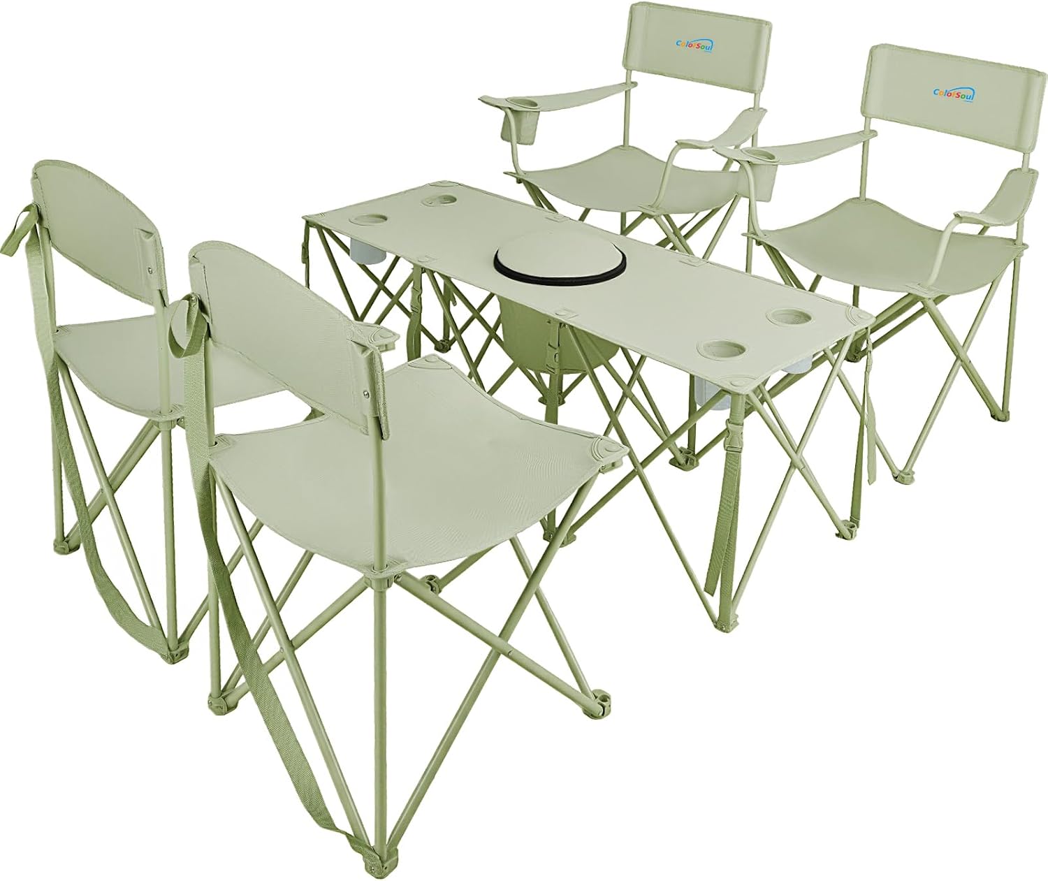 5 Pcs Camping Chair Set w/Table, Outdoor Folding Chairs