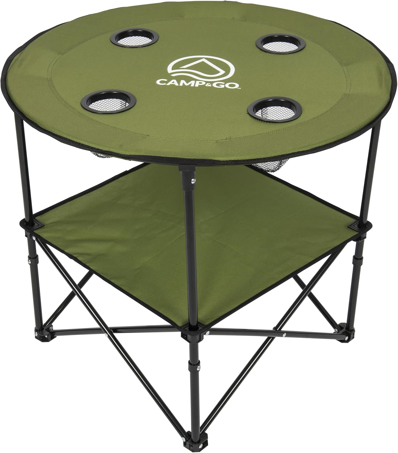 CAMP&GO 28″ Round Lightweight Fabric Portable Folding Beach Table with Cupholders