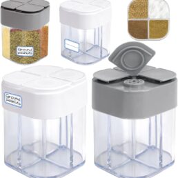 4 Pack 4 in 1 Plastic Salt and Pepper Shaker