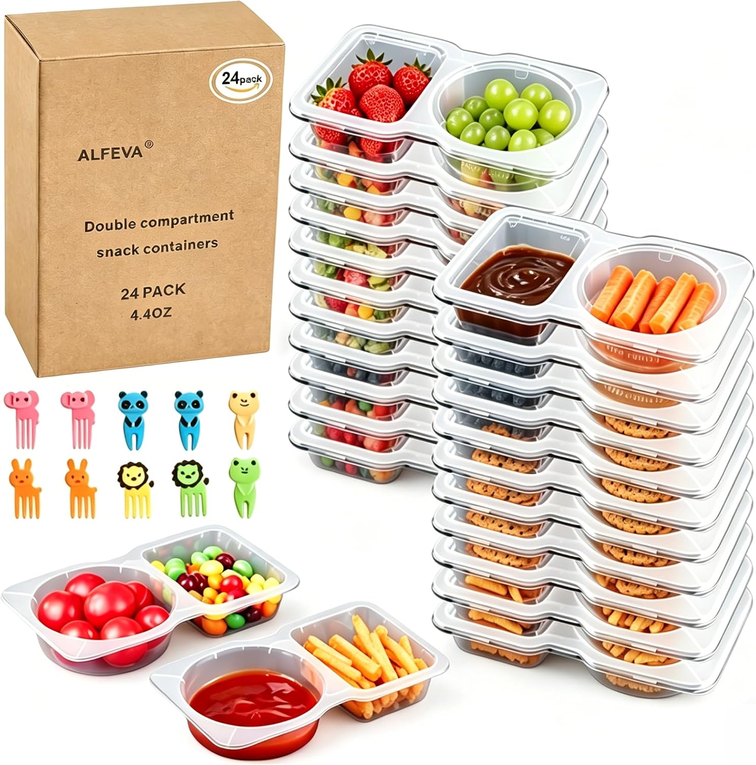 24 Pack Reusable Snack Containers with Lids Portion control