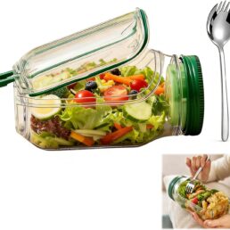 Salad Jar, Mason Jar Salad Container with Side Opening