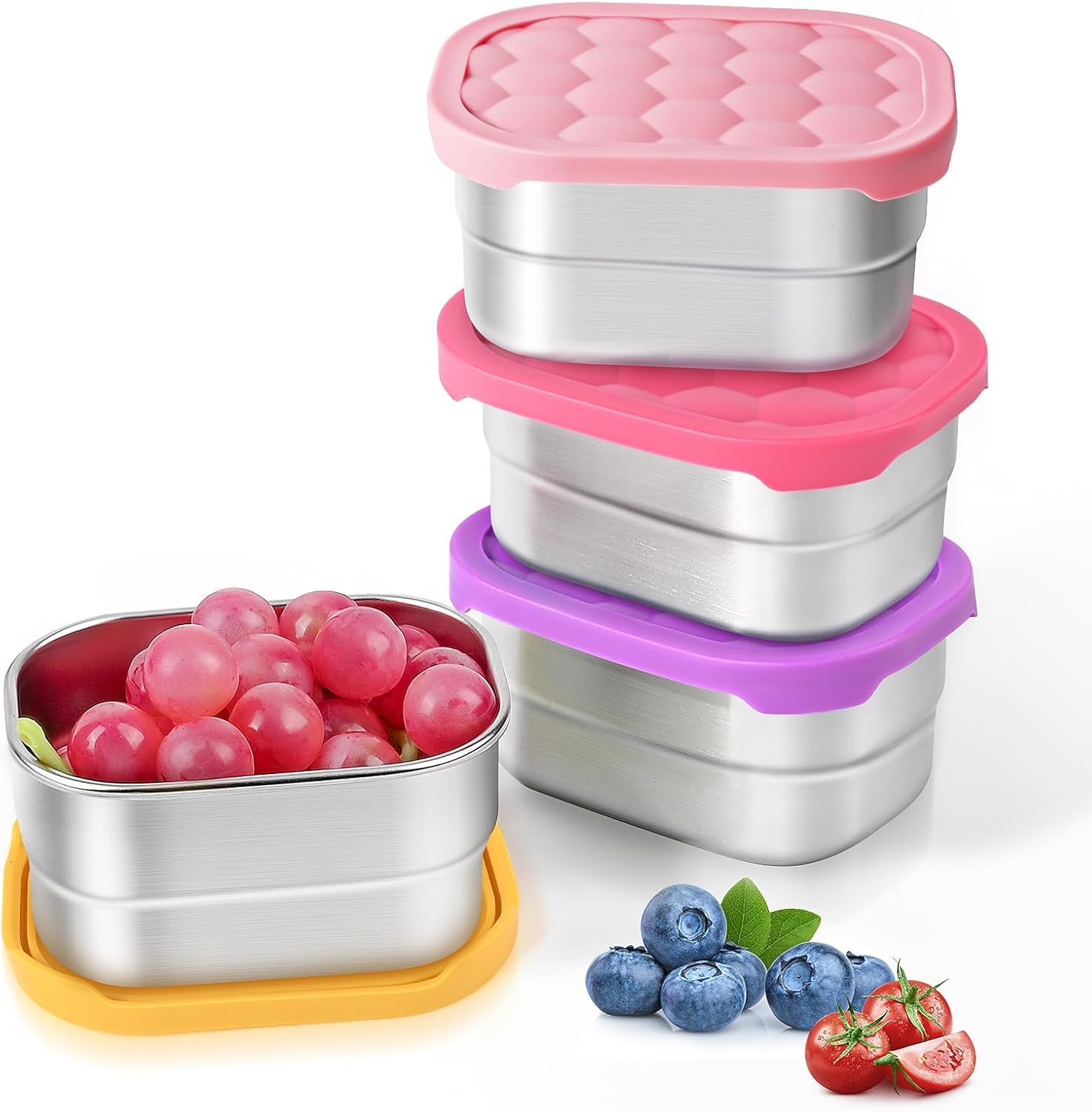 Tanjiae 4Pack Small (1 Cup) 8oz Stainless Steel Snack Containers for Kids