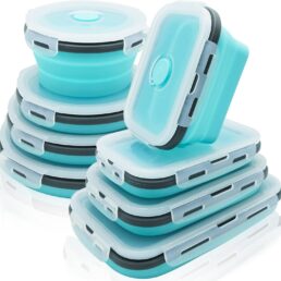 Lunememo 8 Pack Collapsible Silicone Food Storage Containers with Lids