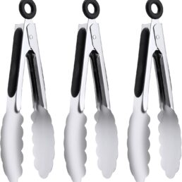 7-Inch Stainless Steel Kitchen Tongs Set