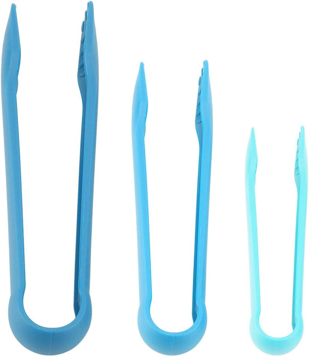 Kitchen Tongs, Multi-Functional Plastic Non-Stick Bread Toaster Tongs Food Clamps for Home Bakery, Set of 3(Blue)