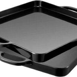 Black Melamine Serving Tray with Handles 15.3"x12.6" Square Flat Spillproof Tray Set of 2