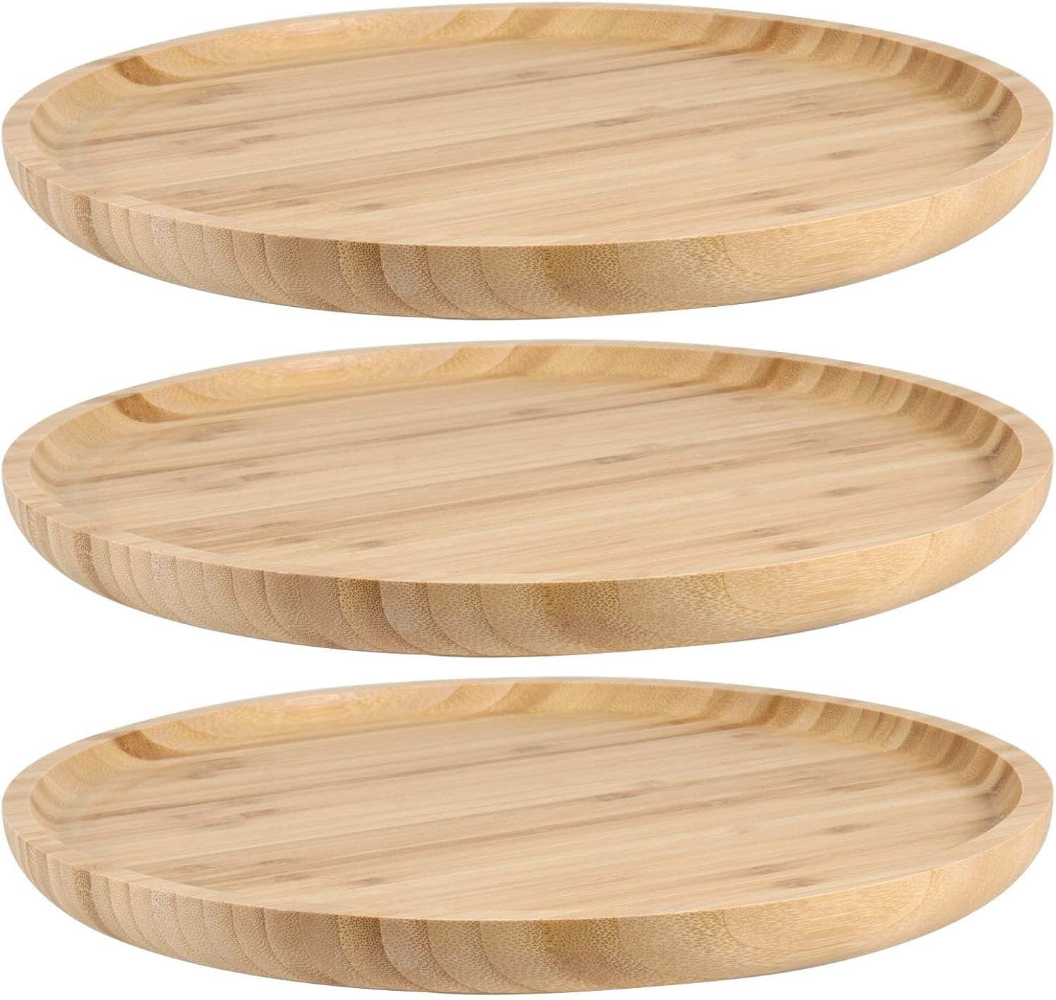 3 PCS 12 Inch Round Bamboo Tray