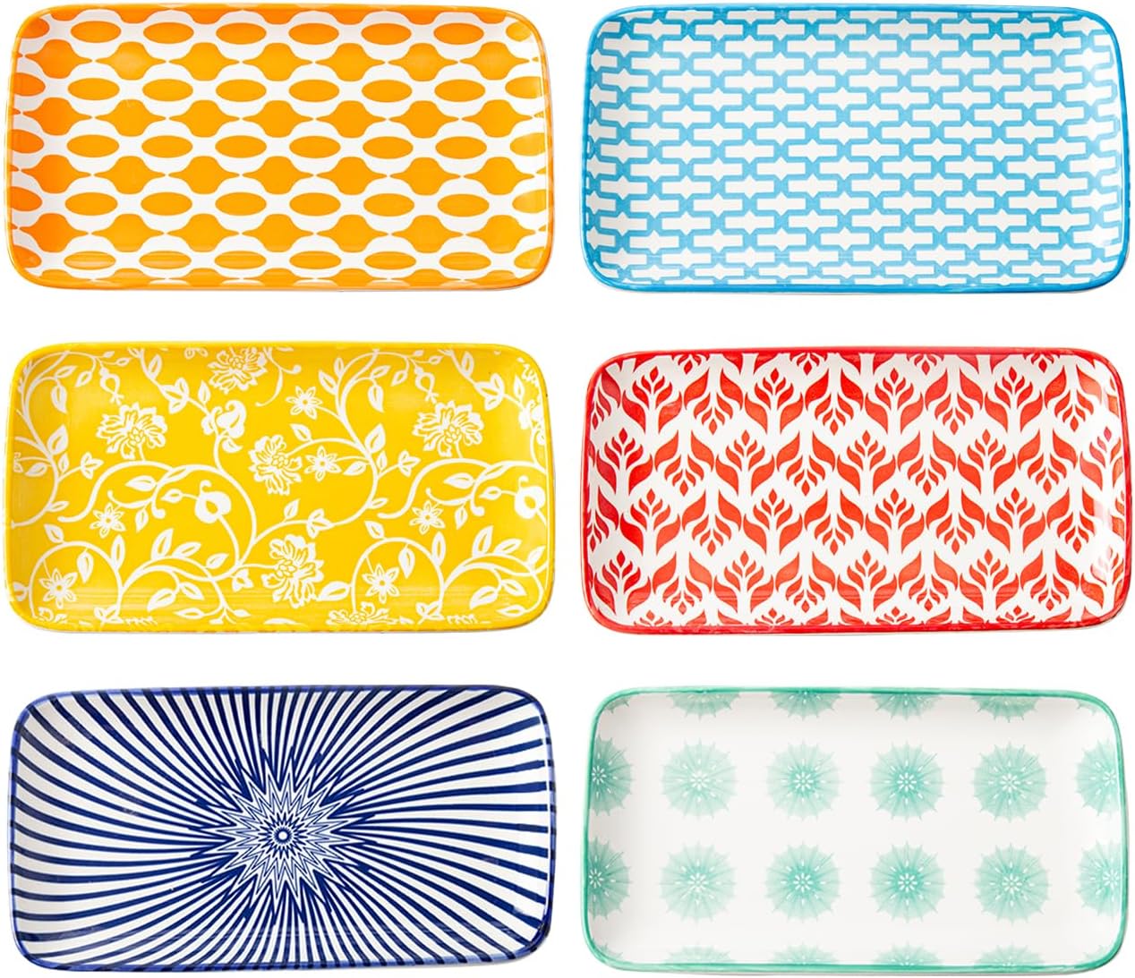 8.1″ x 4.5″ Ceramic Rectangle Salad Plates Set of 6