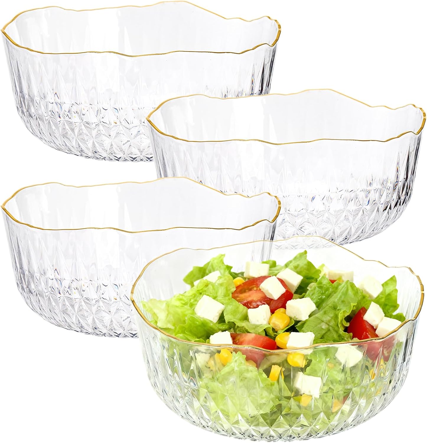 Frcctre 4 Pack Clear Plastic Serving Bowls