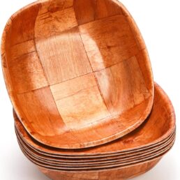 Elsjoy 8 Pack 8 Inch Wooden Woven Salad Bowl