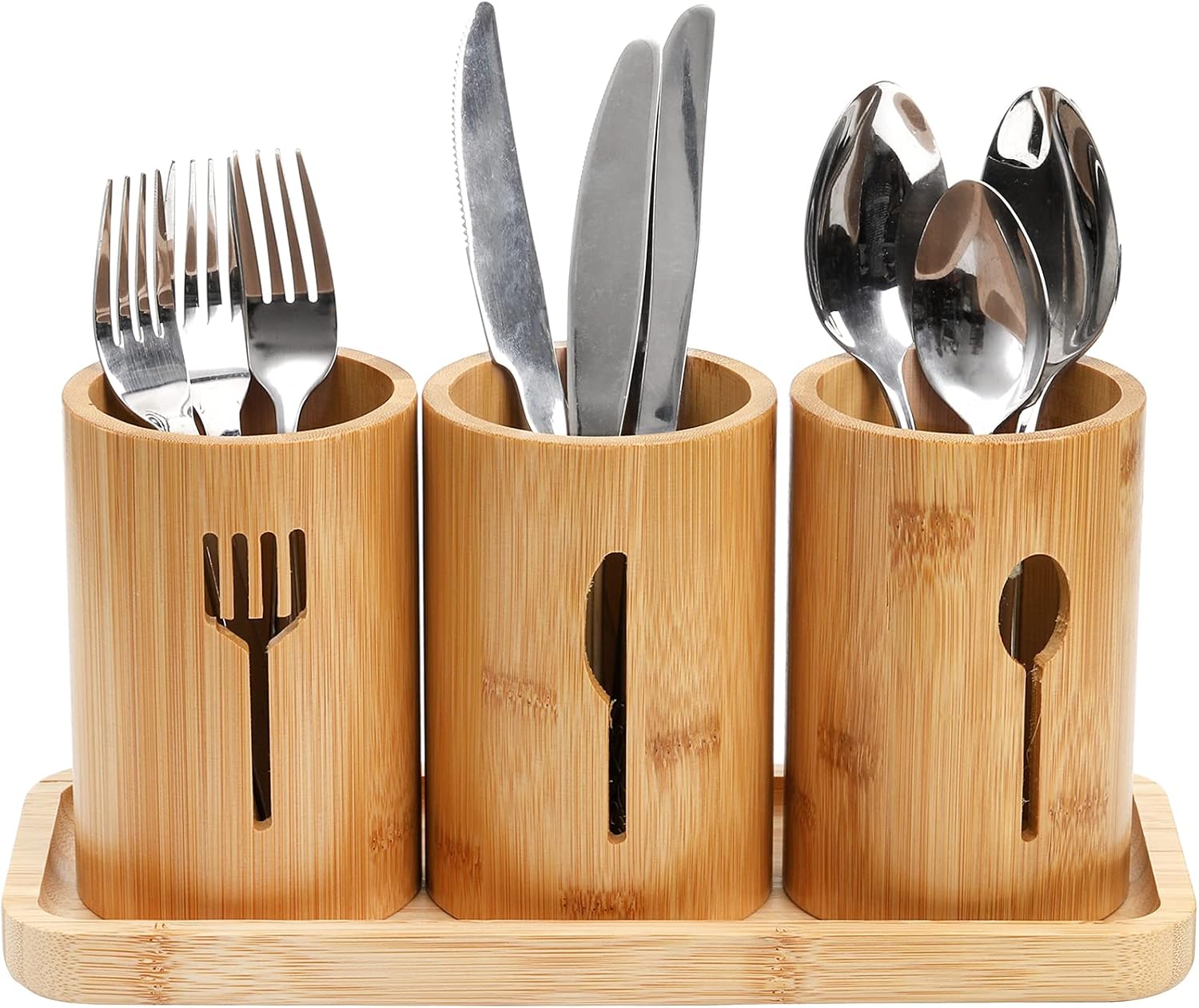 Lyellfe Bamboo Silverware Caddy Holder