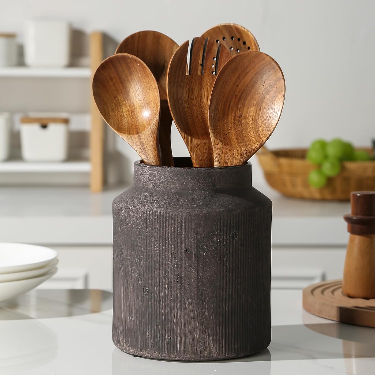 Farmhouse Ceramic Utensil Holder