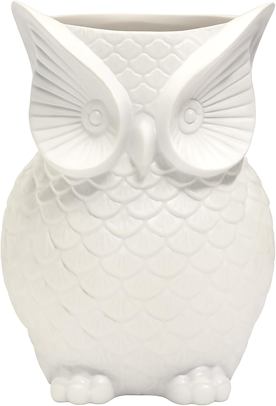 Fox Run Small White Ceramic Owl Utensil Crock, 4.8″ x 4.9″ x 6.6″ Holder