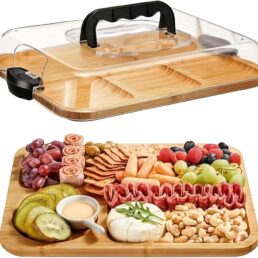 Charcuterie Board with Lid, Cheese Platter, Large Cutting Board for Kitchen