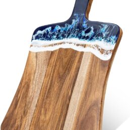 Acacia Wood Resin Charcuterie Board with Handle