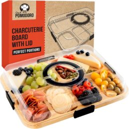 Chef Pomodoro Travel Charcuterie Board with Lid, 6 Compartments