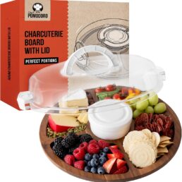 Chef Pomodoro Round Travel Charcuterie Board with Lid